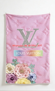 Pink Glitter LV Floral Blanket Sparkle LV Flower Throw 178